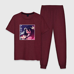 Пижама хлопковая мужская Улыбка Альбедо, цвет: меланж-бордовый