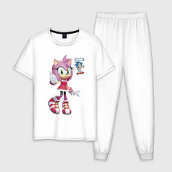 Пижама хлопковая мужская Sonic Amy Rose Video game, цвет: белый