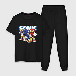 Пижама хлопковая мужская Sonic Heroes Video game, цвет: черный