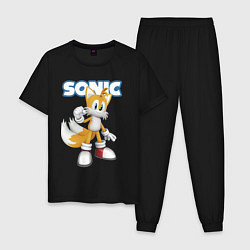 Пижама хлопковая мужская Майлз Тейлз Прауэр Sonic Видеоигра, цвет: черный
