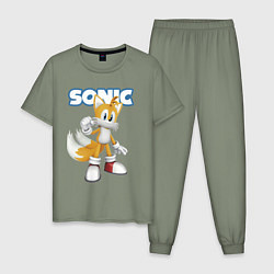 Пижама хлопковая мужская Майлз Тейлз Прауэр Sonic Видеоигра, цвет: авокадо