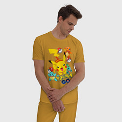 Пижама хлопковая мужская ПОКЕМОНЫ POKEMON, цвет: горчичный — фото 2