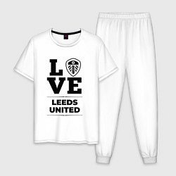 Пижама хлопковая мужская Leeds United Love Классика, цвет: белый