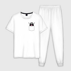 Пижама хлопковая мужская Многоглазик в кармане, цвет: белый