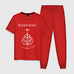 Пижама хлопковая мужская КОЛЬЦА ЭЛДЕНА БЕЛЫЕ ELDEN RING, цвет: красный