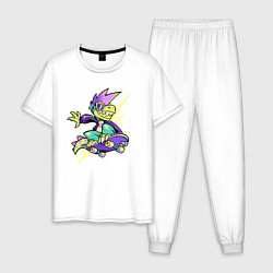 Пижама хлопковая мужская Cool Dino Skater Neon, цвет: белый