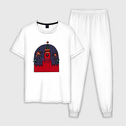 Пижама хлопковая мужская Москва Кремль Салют, цвет: белый