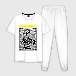 Пижама хлопковая мужская Scorpions - Rock Believer, цвет: белый