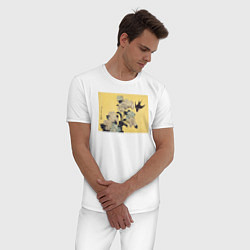 Пижама хлопковая мужская Hydrangea and Swallow Ласточка, цвет: белый — фото 2