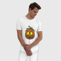 Пижама хлопковая мужская Сумасшедший Хэллоуин, цвет: белый — фото 2