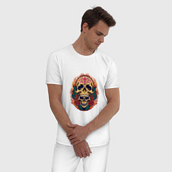 Пижама хлопковая мужская Cross - Skull, цвет: белый — фото 2