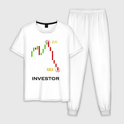 Пижама хлопковая мужская Investor, цвет: белый