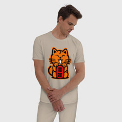 Пижама хлопковая мужская JDM Cat, цвет: миндальный — фото 2