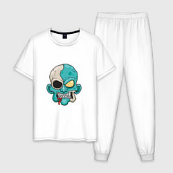 Пижама хлопковая мужская Zombie Evil, цвет: белый