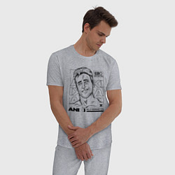 Пижама хлопковая мужская ANIKI BILLY HERRINGTON ASS WE CAN, цвет: меланж — фото 2