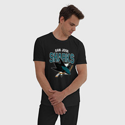 Пижама хлопковая мужская SAN JOSE SHARKS NHL, цвет: черный — фото 2