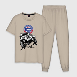 Пижама хлопковая мужская Jeep The American Legend Джип Американская легенда, цвет: миндальный