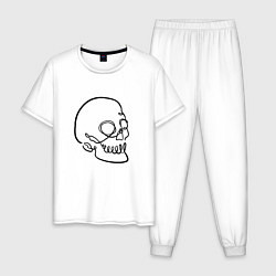 Пижама хлопковая мужская Череп Лайн Арт Skull Line Art, цвет: белый