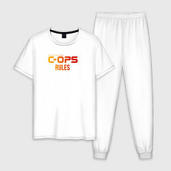 Пижама хлопковая мужская Critical ops копс, цвет: белый