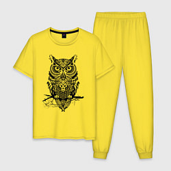 Мужская пижама Черная сова в узорах