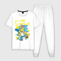 Пижама хлопковая мужская The SimpsonsСемейка Симпсонов, цвет: белый
