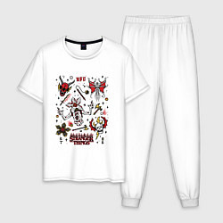 Пижама хлопковая мужская STRANGER THINGS HFC, цвет: белый