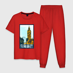 Пижама хлопковая мужская Лондон London, цвет: красный