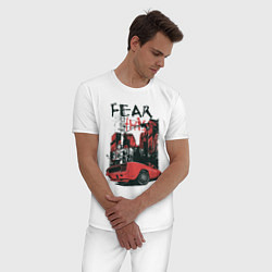 Пижама хлопковая мужская Fear This футболка, цвет: белый — фото 2