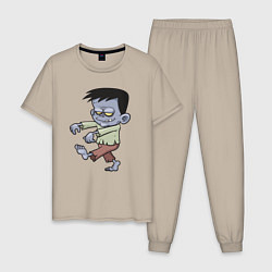Пижама хлопковая мужская Walking Zombie, цвет: миндальный