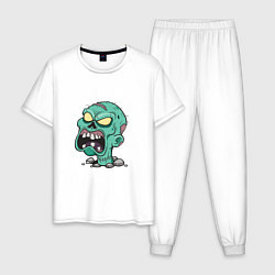 Пижама хлопковая мужская Scary Zombie, цвет: белый