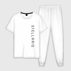 Пижама хлопковая мужская Стелларис Вертикальное лого, цвет: белый
