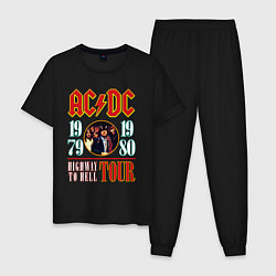 Пижама хлопковая мужская ACDC HIGHWAY TO HELL TOUR, цвет: черный