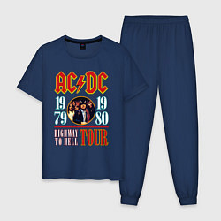Пижама хлопковая мужская ACDC HIGHWAY TO HELL TOUR, цвет: тёмно-синий