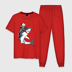Мужская пижама Опоссум верхом на акуле