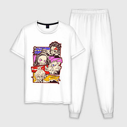 Пижама хлопковая мужская Клинок, рассекающий демонов Истребитель демонов, цвет: белый