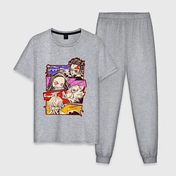 Пижама хлопковая мужская Клинок, рассекающий демонов Истребитель демонов, цвет: меланж