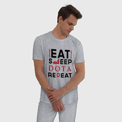 Пижама хлопковая мужская Надпись: Eat Sleep Dota Repeat, цвет: меланж — фото 2