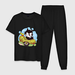 Пижама хлопковая мужская Felix - the cat, цвет: черный