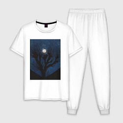 Пижама хлопковая мужская Moon Light Луна, цвет: белый