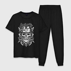 Пижама хлопковая мужская Slayer, Череп, цвет: черный