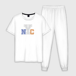 Пижама хлопковая мужская NYC New York City, цвет: белый