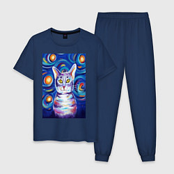 Пижама хлопковая мужская Кот Ван Кот, цвет: тёмно-синий