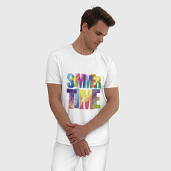 Пижама хлопковая мужская Summertime, цвет: белый — фото 2