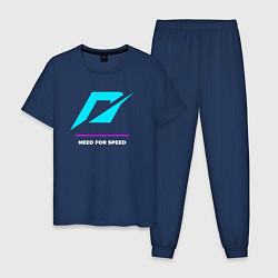 Пижама хлопковая мужская Символ Need for Speed в неоновых цветах, цвет: тёмно-синий
