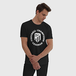 Пижама хлопковая мужская Символ Atletico Madrid и надпись Football Legends, цвет: черный — фото 2