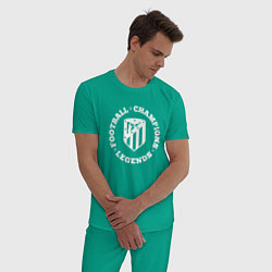 Пижама хлопковая мужская Символ Atletico Madrid и надпись Football Legends, цвет: зеленый — фото 2