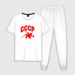 Пижама хлопковая мужская СССРмолотобойцы, цвет: белый