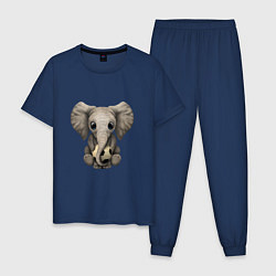 Пижама хлопковая мужская Слон Футболист, цвет: тёмно-синий
