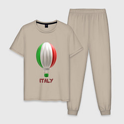 Пижама хлопковая мужская 3d aerostat Italy flag, цвет: миндальный