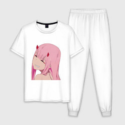 Пижама хлопковая мужская Zero Two крупный план, цвет: белый